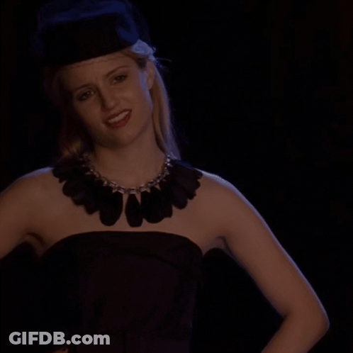 Woman In Black Dress And Hat Smiling GIF