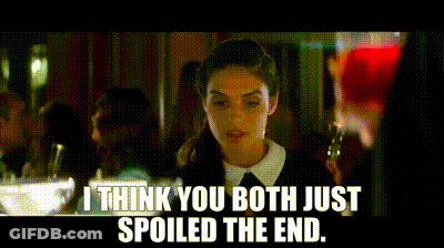 Woman In Black Dress And White Collar Says I Think You Both Just Spoiled The End GIF