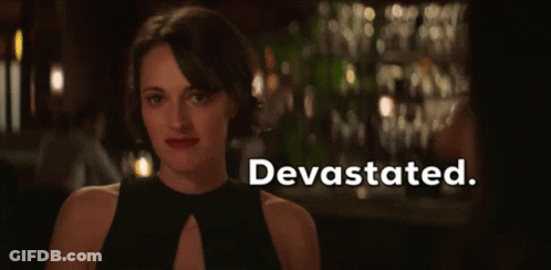 Woman In Black Dress At Bar Devastated GIF