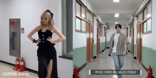 Woman In Black Dress Beside Man In Plaid Shirt GIF