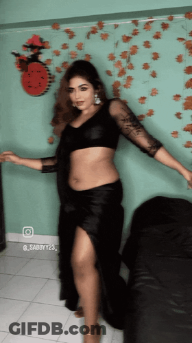 Woman In Black Dress Dancing GIF