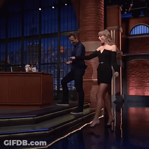 Woman In Black Dress Dancing With Man GIF