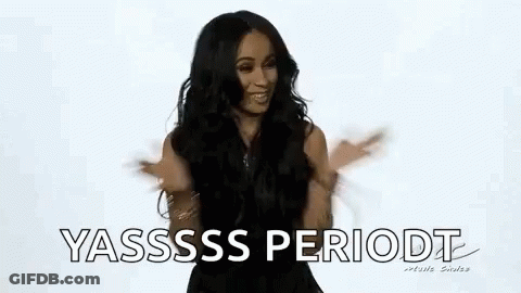 Woman In Black Dress Dancing Yassss Periodt GIF