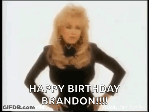 Woman In Black Dress Hands On Hips Saying Happy Birthday Brandon GIF