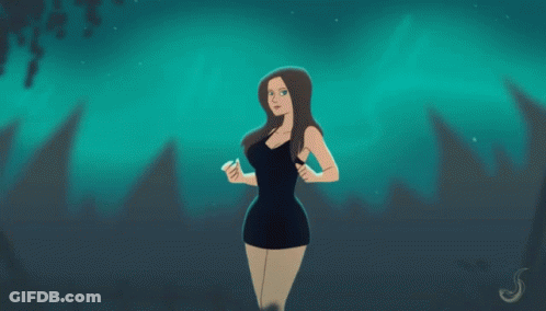 Woman In Black Dress Holding Something GIF