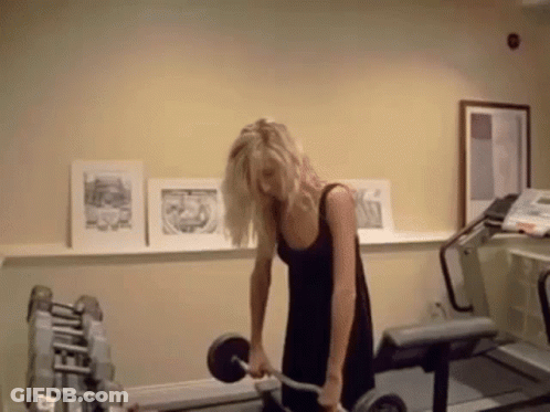 Woman In Black Dress Lifting Barbell GIF