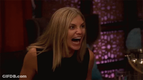 Woman In Black Dress Mouth Open GIF