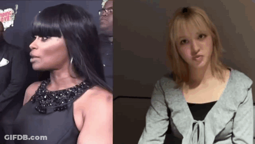 Woman In Black Dress Next To Blonde Woman GIF