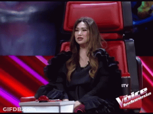 Woman In Black Dress On Red Chair The Voice Indonesia GIF