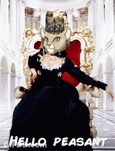 Woman In Black Dress On Throne Saying Hello Peasant GIF