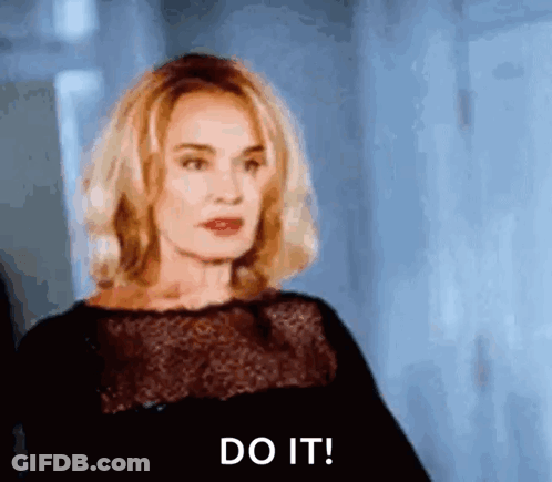 Woman In Black Dress Saying Do It GIF