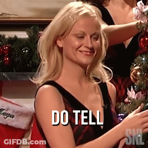 Woman In Black Dress Saying Do Tell GIF