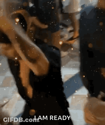 Woman In Black Dress Says I Am Ready GIF