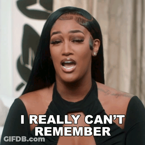 Woman In Black Dress Says I Really Can't Remember GIF