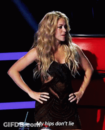 Woman In Black Dress Says My Hips Don't Lie GIF