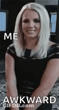 Woman In Black Dress Smiling Me Awkward GIF