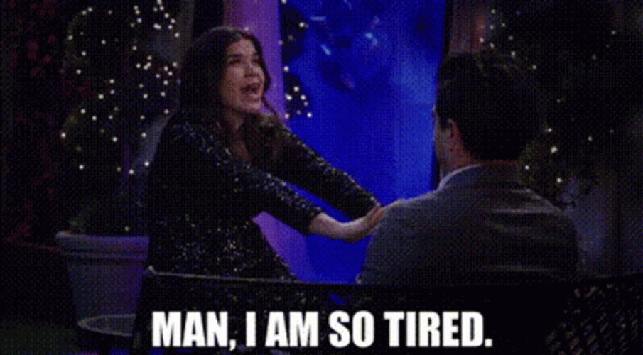 Woman In Black Dress Stretching So Tired GIF