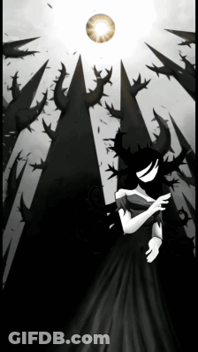 Woman In Black Dress Surrounded By Thorns GIF