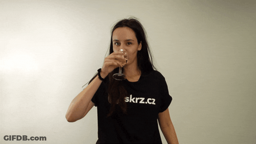 Woman In Black Drinks Prosecco GIF