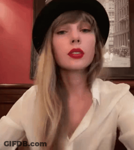 Woman In Black Hat And Red Lipstick GIF