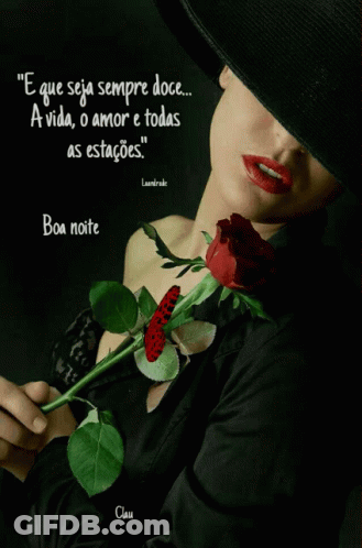 Woman In Black Hat Holding Rose And Butterfly GIF