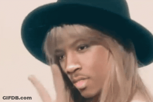 Woman In Black Hat With Mustache GIF