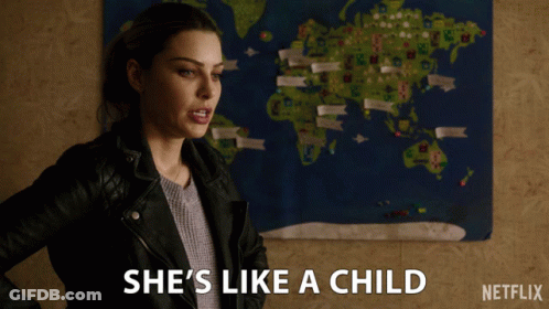 Woman In Black Jacket Says Like A Child GIF