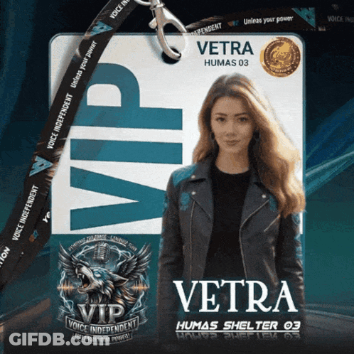 Woman In Black Jacket With Vetra Lanyard GIF