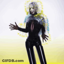 Woman In Black Latex Suit GIF