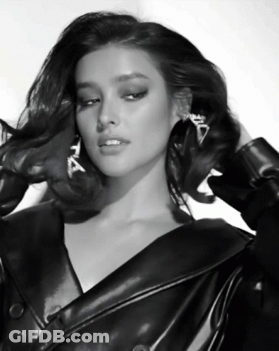 Woman In Black Leather Jacket GIF