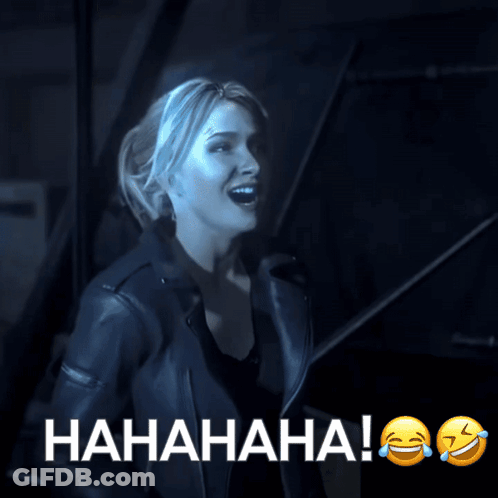 Woman In Black Leather Jacket Laughing Hahaha GIF
