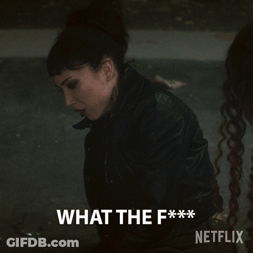 Woman In Black Leather Jacket Saying What The F Netflix GIF