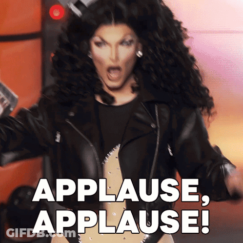 Woman In Black Leather Jacket Says Applause GIF