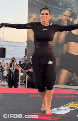 Woman In Black Outfit With CF GIF