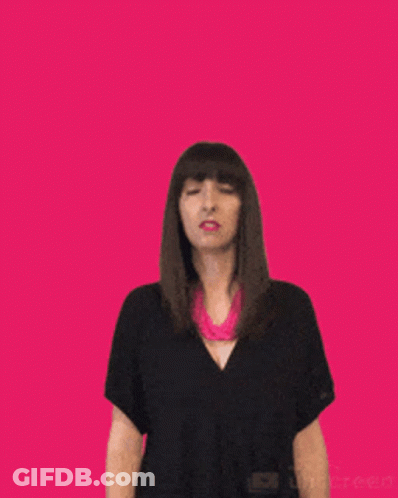 Woman In Black Shirt And Pink Necklace Waving GIF