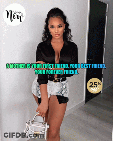 Woman In Black Shirt And Shorts Holding White Purse GIF