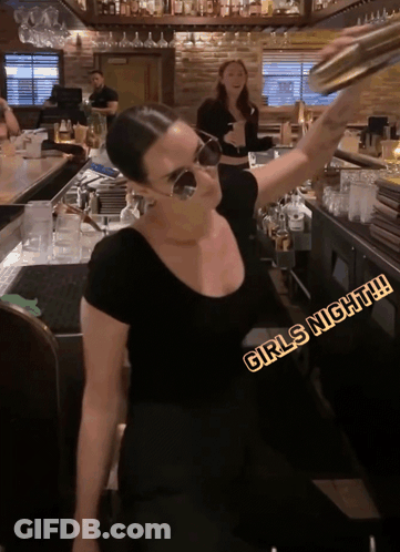 Woman In Black Shirt At Girls Night Bar GIF