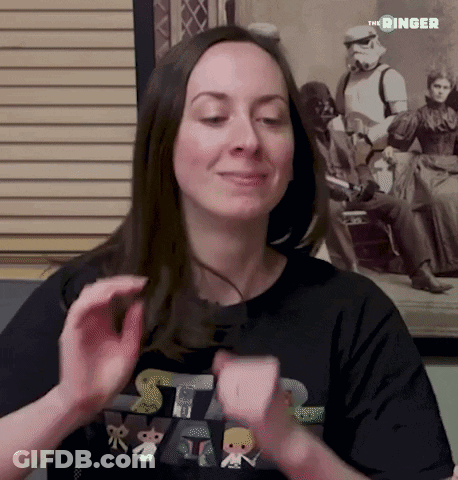 Woman In Black Shirt Darth Vader Background GIF