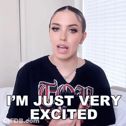 Woman In Black Shirt I'm Just Very Excited GIF