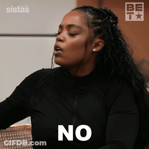 Woman In Black Shirt Making No Sign GIF
