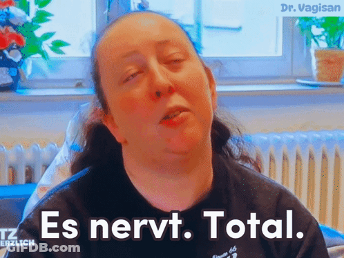 Woman In Black Shirt Saying Es Nervt Total GIF
