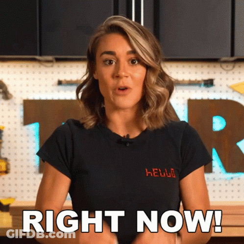 Woman In Black Shirt Saying Hello Right Now GIF