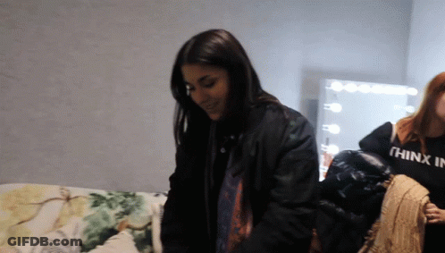 Woman In Black Shirt Saying Think GIF