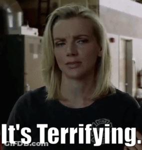 Woman In Black Shirt Says It's Terrifying GIF