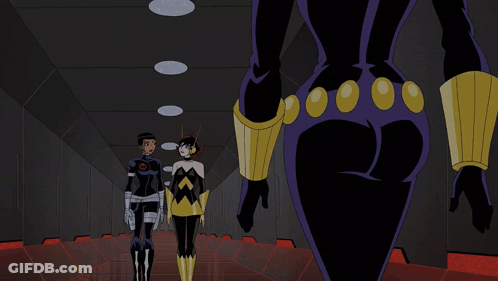 Woman In Black Suit With Yellow X GIF