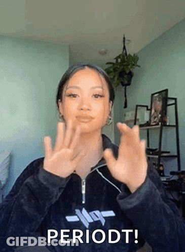 Woman In Black Sweatshirt Saying Periodt GIF