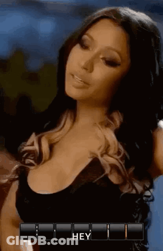 Woman In Black Talking To Man Hey GIF