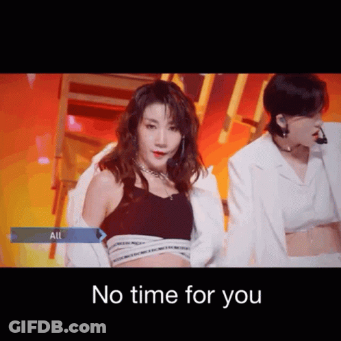 Woman In Black Top Next To Man In White Suit No Time For You GIF
