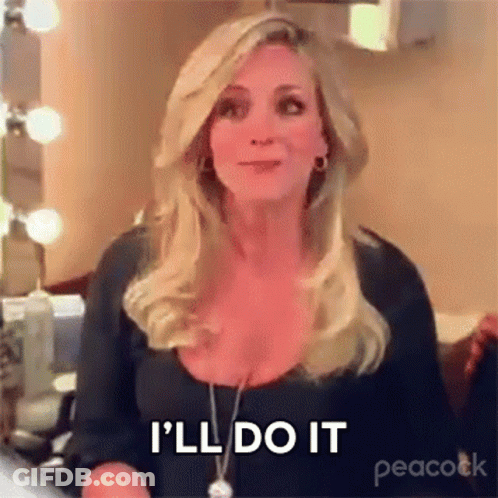 Woman In Black Top Says I'll Do It GIF