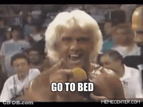 Woman In Blonde Wig Saying Go To Bed GIF